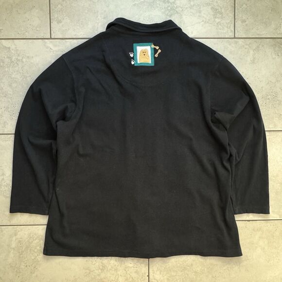 Bechamel Womens Sz XL Black Dog Breed Patches Jacket Full Zip Dog Lover - Picture 4 of 7